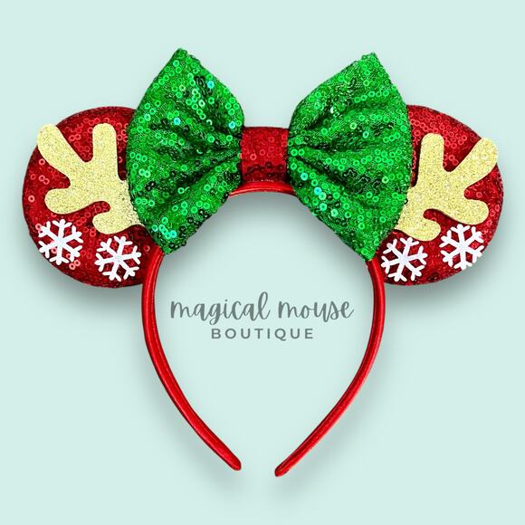 🎄 Reindeer Games Minnie Ears | Disney-Inspired Christmas Mouse Ears Headband - Picture 1 of 5